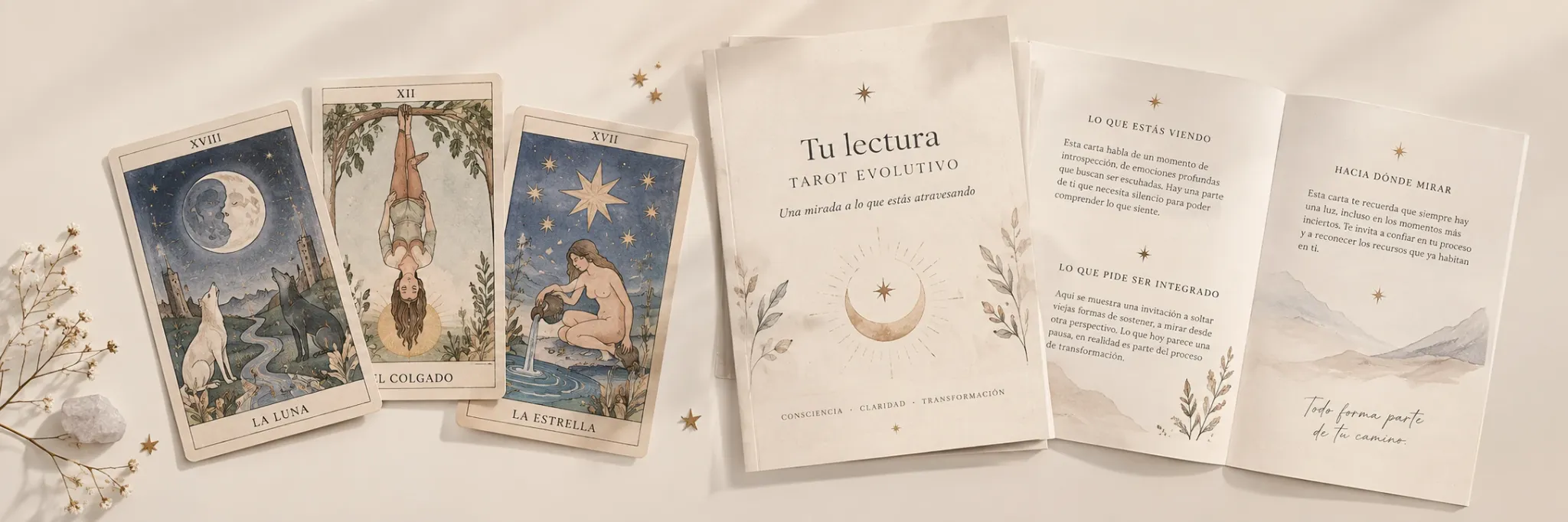 Vista previa del audio y el informe de tarot evolutivo